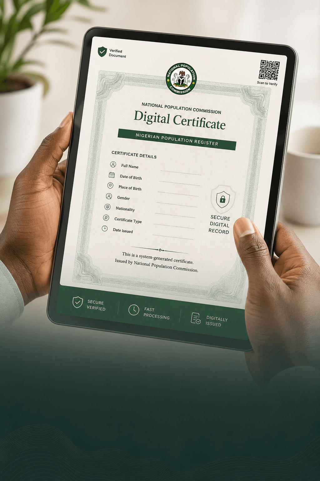 National Population Commission Digital Certificate card background